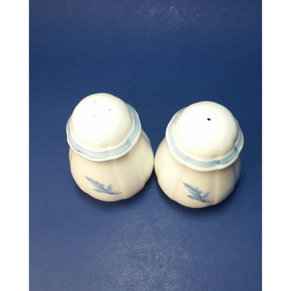 Villeroy & Boch Casa Azul Salt and Pepper Set Blue Trim and Leaf Made In Germany - Picture 4 of 10